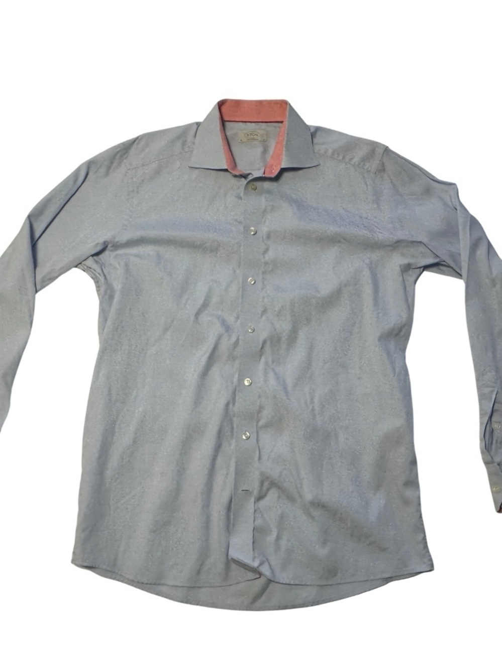 Eton Light Blue Dress Shirt with Pink Contrast Collar